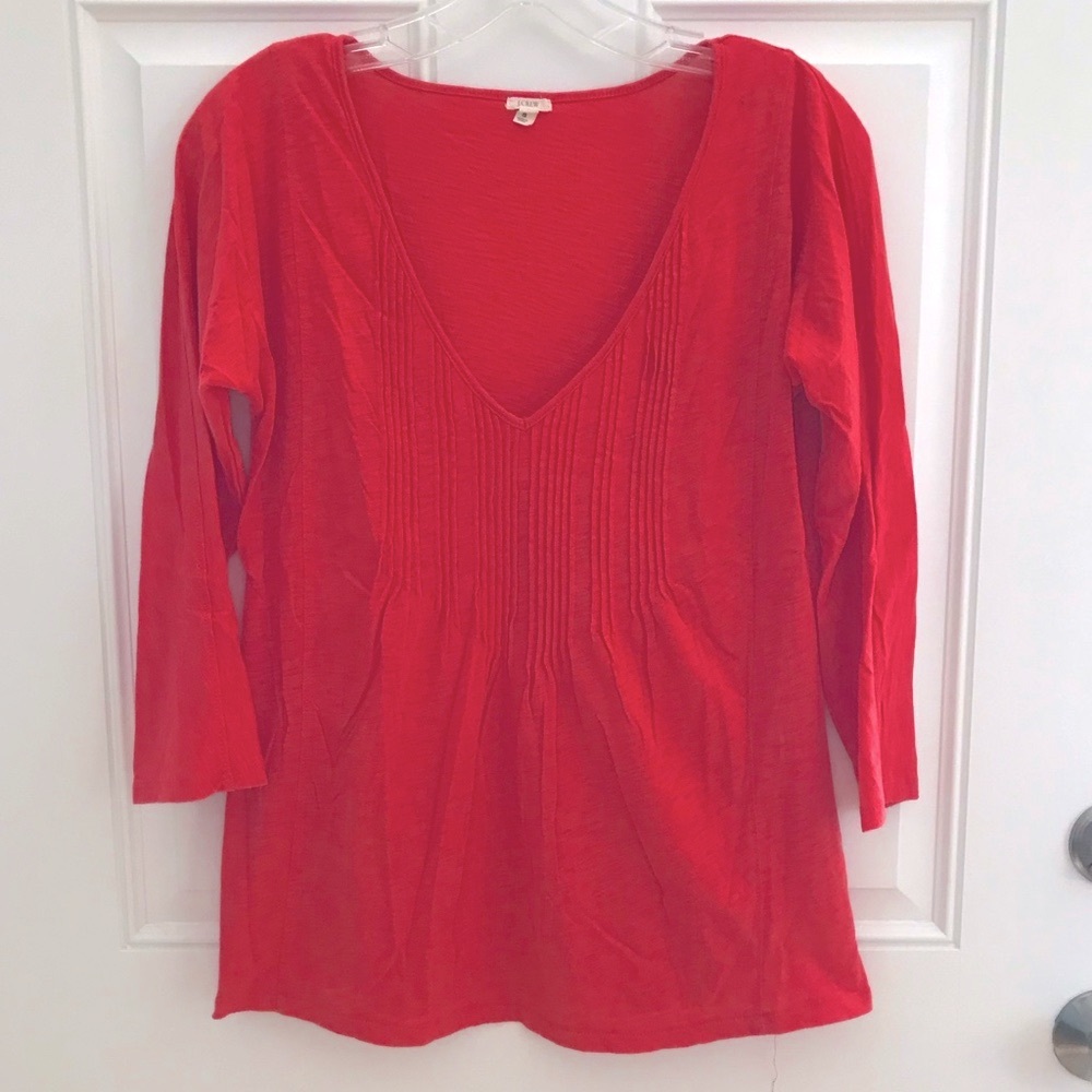 J. CREW Watermelon Pintuck Tunic TEE